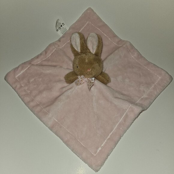 Pink Brown Bunny Rabbit Rattle Lovey Plush Baby Toy Soft Fleece Satin MTY Int'l - Picture 1 of 10
